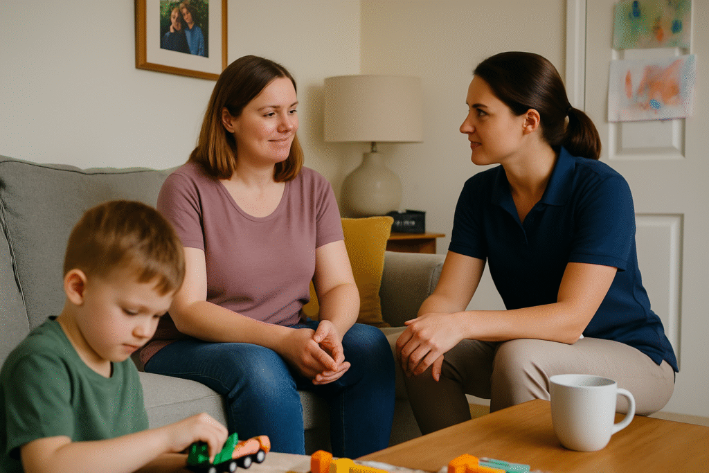 Family Interaction in Cozy Living Room